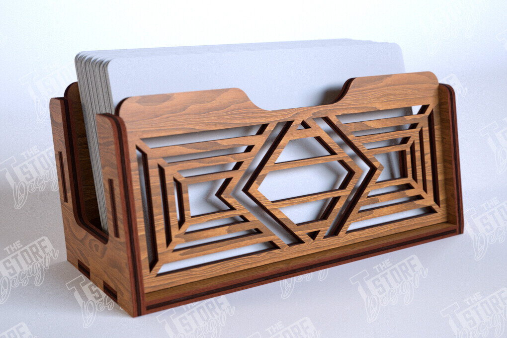 Σετ των 2 Intra απο ξύλο plywood 3mm-4mm πάχος Κάτοχος επαγγελματικής κάρτας | Αξεσουάρ γραφείου Δίασταση 15x15 cm INTRAFABR-112681318