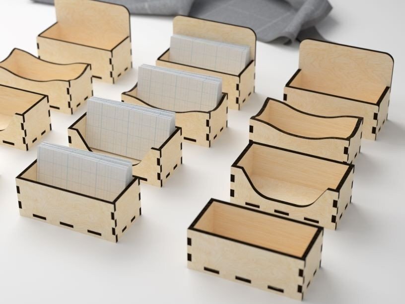 Σετ των 2 Intra απο ξύλο plywood 3mm-4mm πάχος Κάτοχοι επαγγελματικής κάρτας Δίασταση 15x15 cm INTRAFABR-33682586