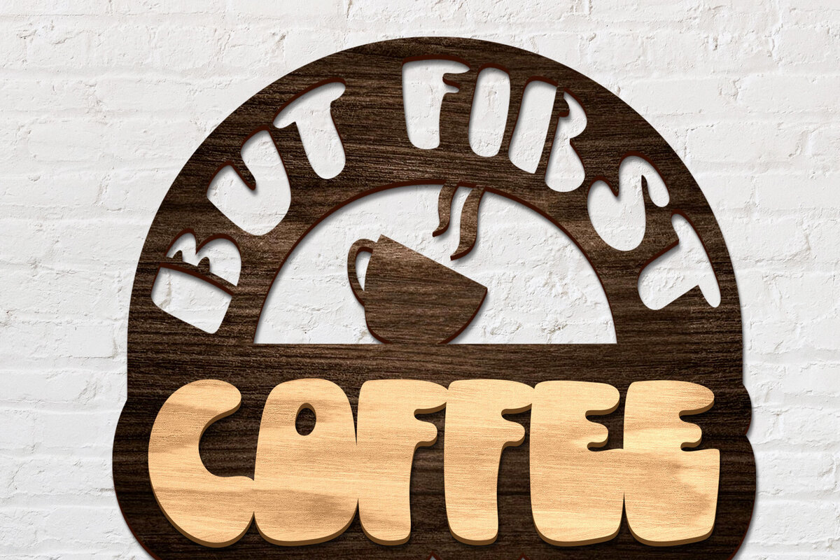 Intra απο ξύλο plywood 3mm-4mm πάχος Αλλά το First Coffee Sign Δίασταση 30x20 cm INTRAFABR-79290952