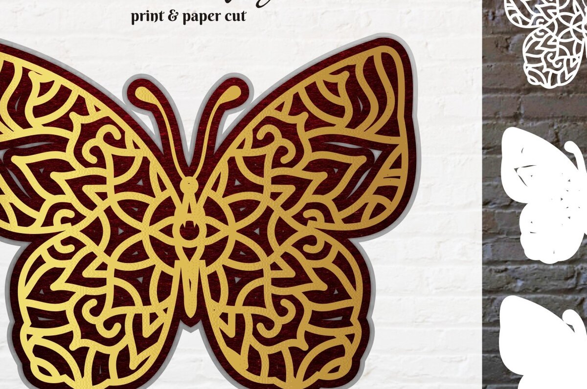 Intra απο ξύλο plywood 3mm-4mm πάχος Butterfly #1 Mandala 3D Layered Δίασταση 30x30 cm INTRAFABR-15082845