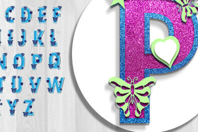 Intra απο ξύλο plywood 3mm-4mm πάχος Butterfly 3D Alphabet Δίασταση 30x20 cm INTRAFABR-73834696