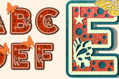 Intra απο ξύλο plywood 3mm-4mm πάχος Butterfly 3D Alphabet Δίασταση 30x20 cm INTRAFABR-74001049