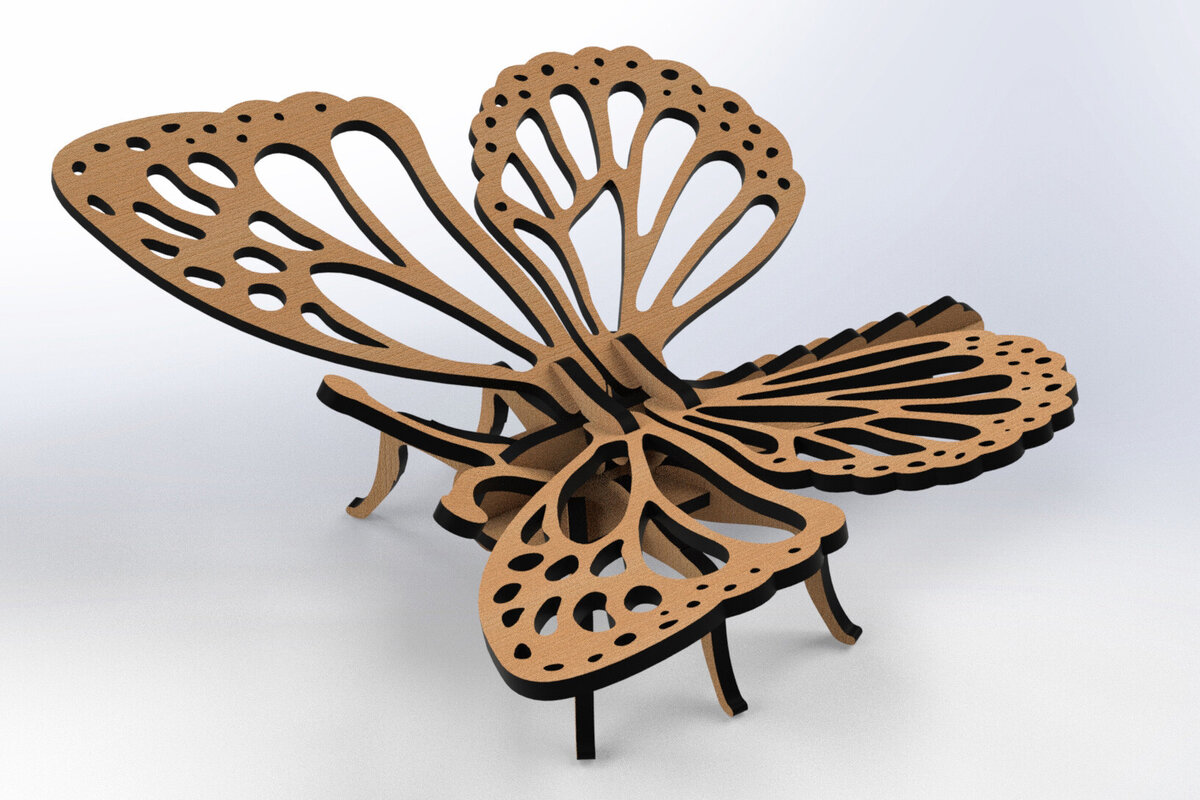 Σετ των 2 Intra απο ξύλο plywood 3mm-4mm πάχος Butterfly 3D Animal για  Δίασταση 15x15 cm INTRAFABR-79733338