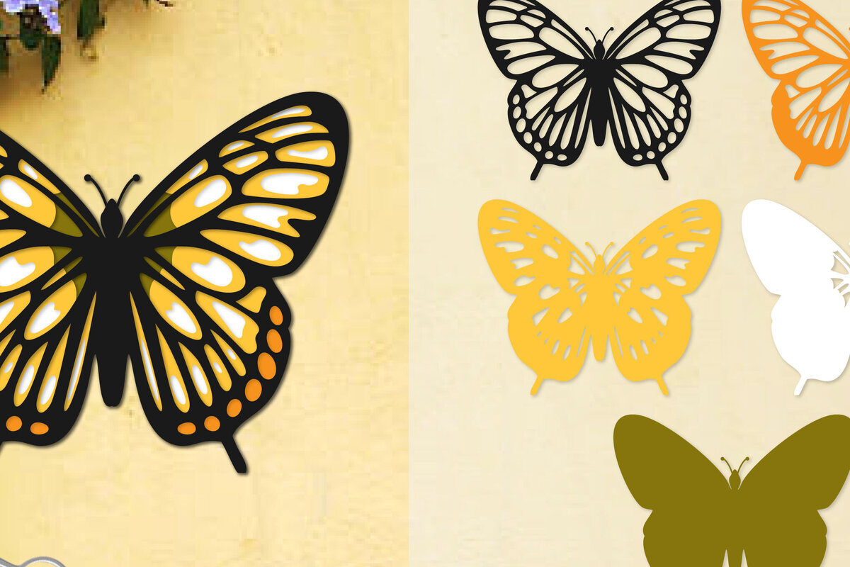 Intra απο ξύλο plywood 3mm-4mm πάχος Πεταλούδα 3D Layered Papercut Δίασταση 30x20 cm INTRAFABR-96048741