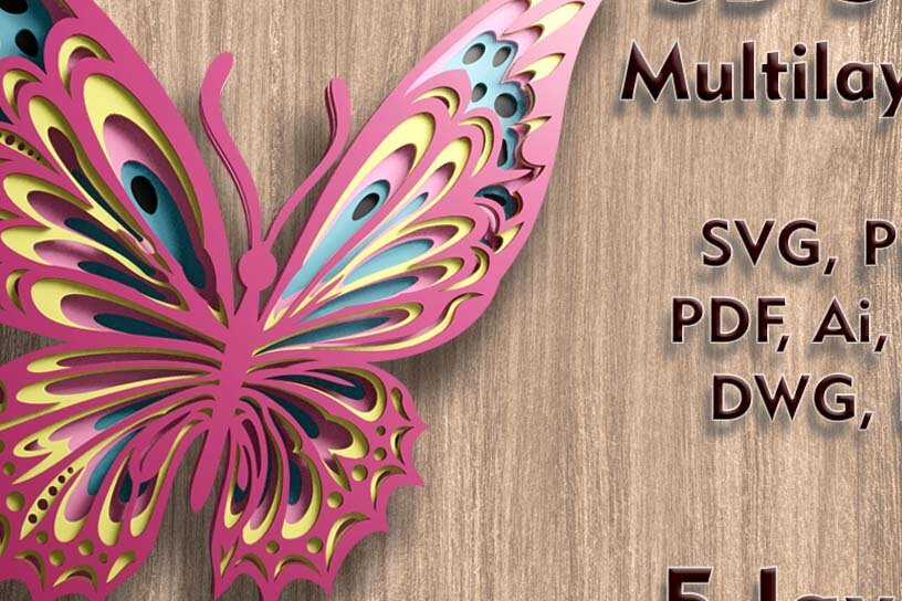 Intra απο ξύλο plywood 3mm-4mm πάχος κοπής πολλαπλών επιπέδων Butterfly 3D Δίασταση 250x250 cm INTRAFABR-109001329