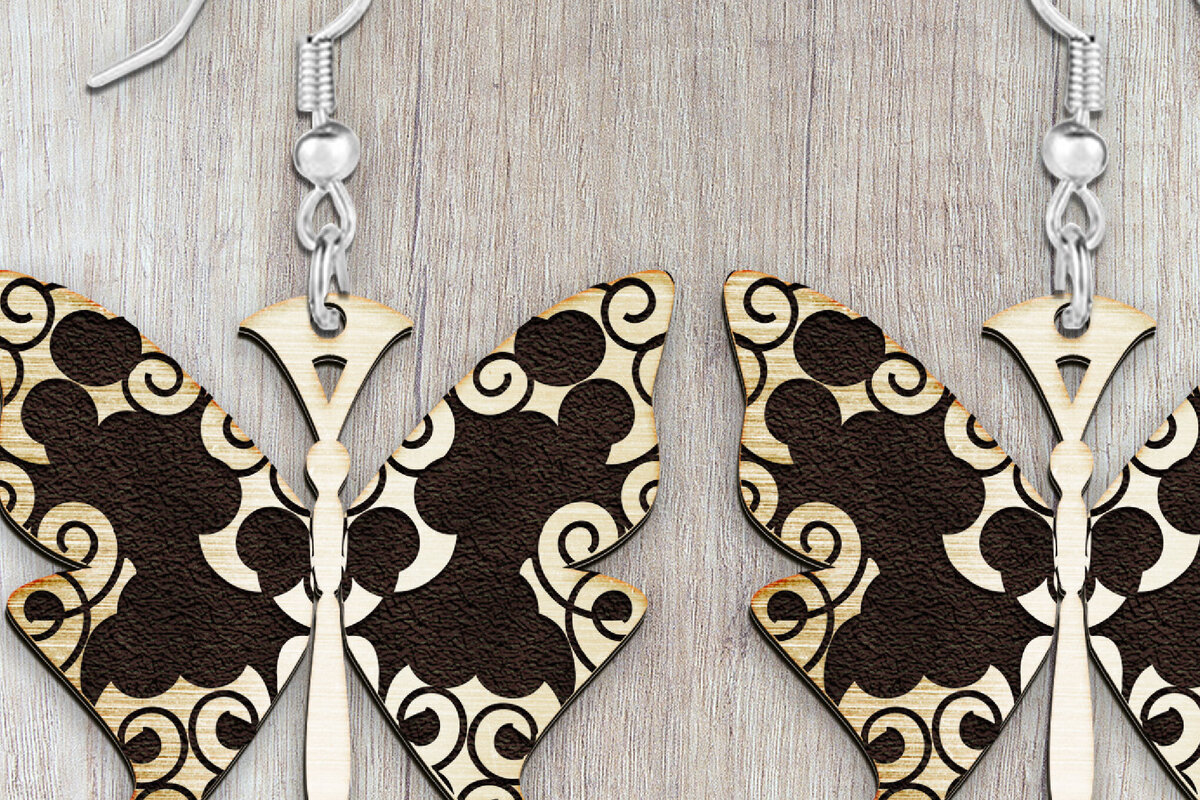 Σετ των 3 Intra απο ξύλο plywood 3mm-4mm πάχος Σκουλαρίκια Butterfly Boho . Δίασταση 4x4 cm INTRAFABR-121048154