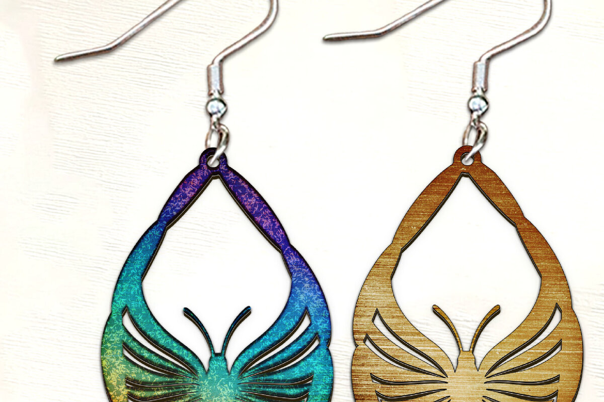 Σετ των 3 Intra απο ξύλο plywood 3mm-4mm πάχος Σκουλαρίκια Butterfly Boho . Δίασταση 4x4 cm INTRAFABR-123583689