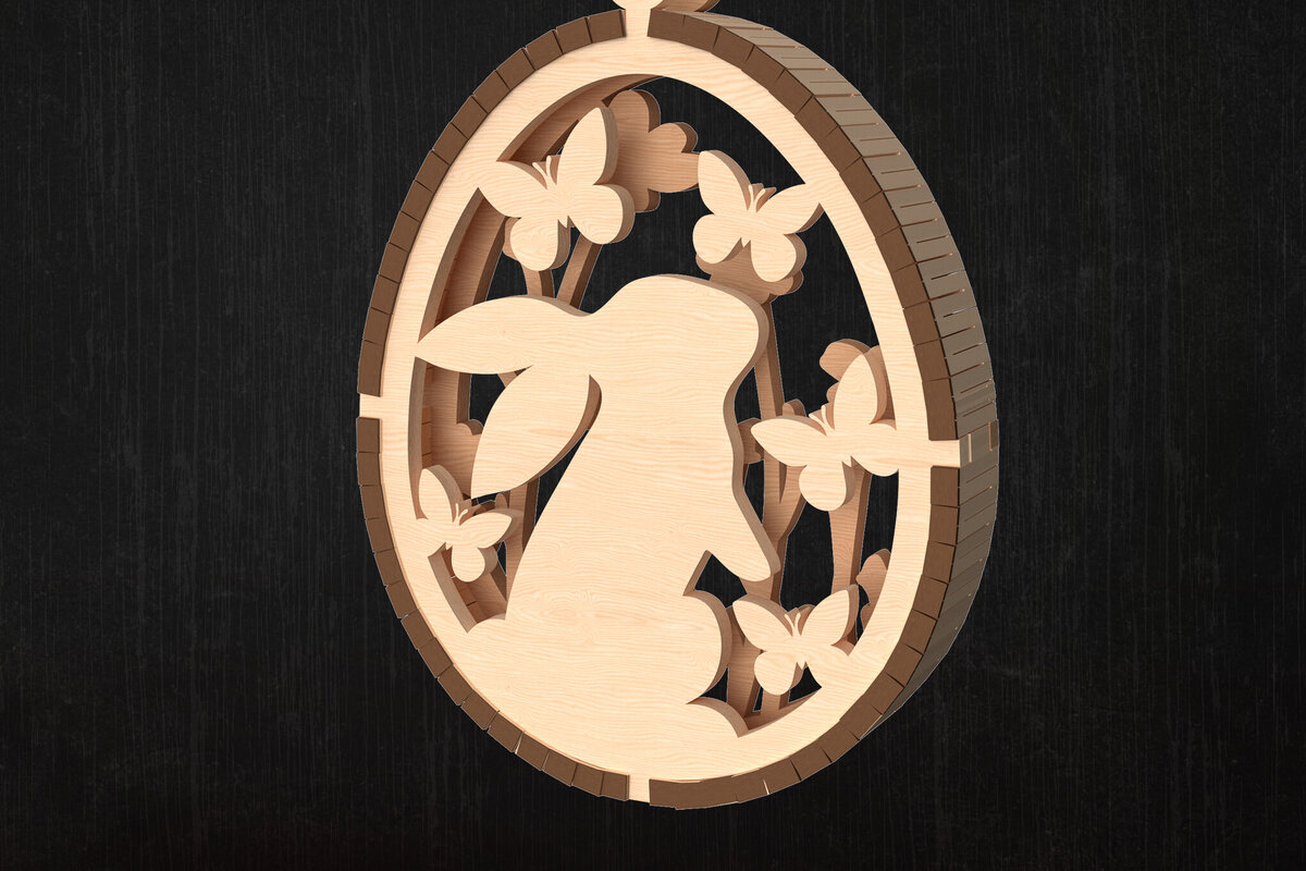 Σετ των 3 Intra απο ξύλο plywood 3mm-4mm πάχος Πασχαλινό Στολίδι Butterfly Bunny Δίασταση 8x8 cm INTRAFABR-114072454