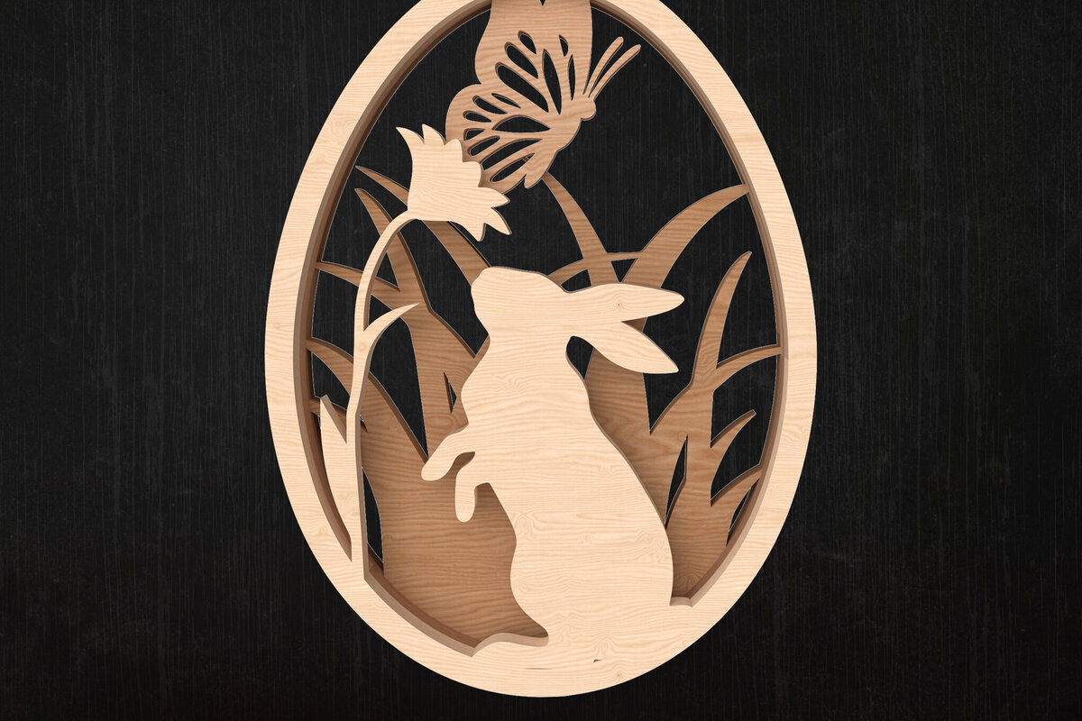 Σετ των 3 Intra απο ξύλο plywood 3mm-4mm πάχος κομμένο στολίδι Butterfly Bunny Δίασταση 8x8 cm INTRAFABR-113447749