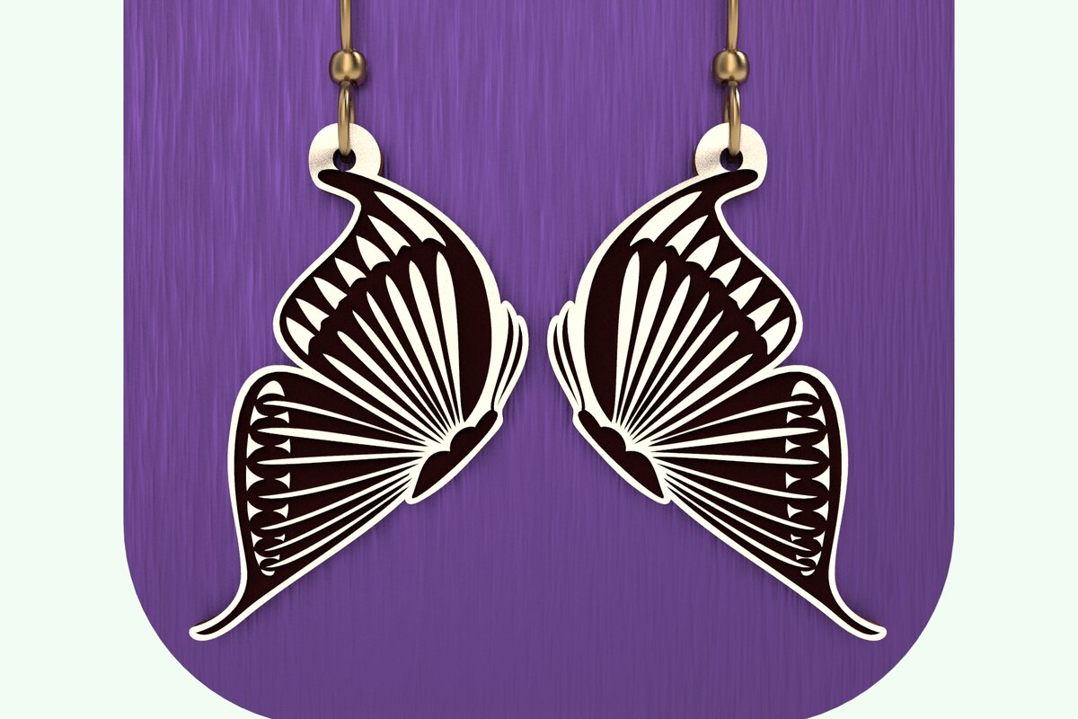 Σετ των 3 Intra απο ξύλο plywood 3mm-4mm πάχος Σκουλαρίκια με πεταλούδα  Δίασταση 3x3 cm INTRAFABR-123339451