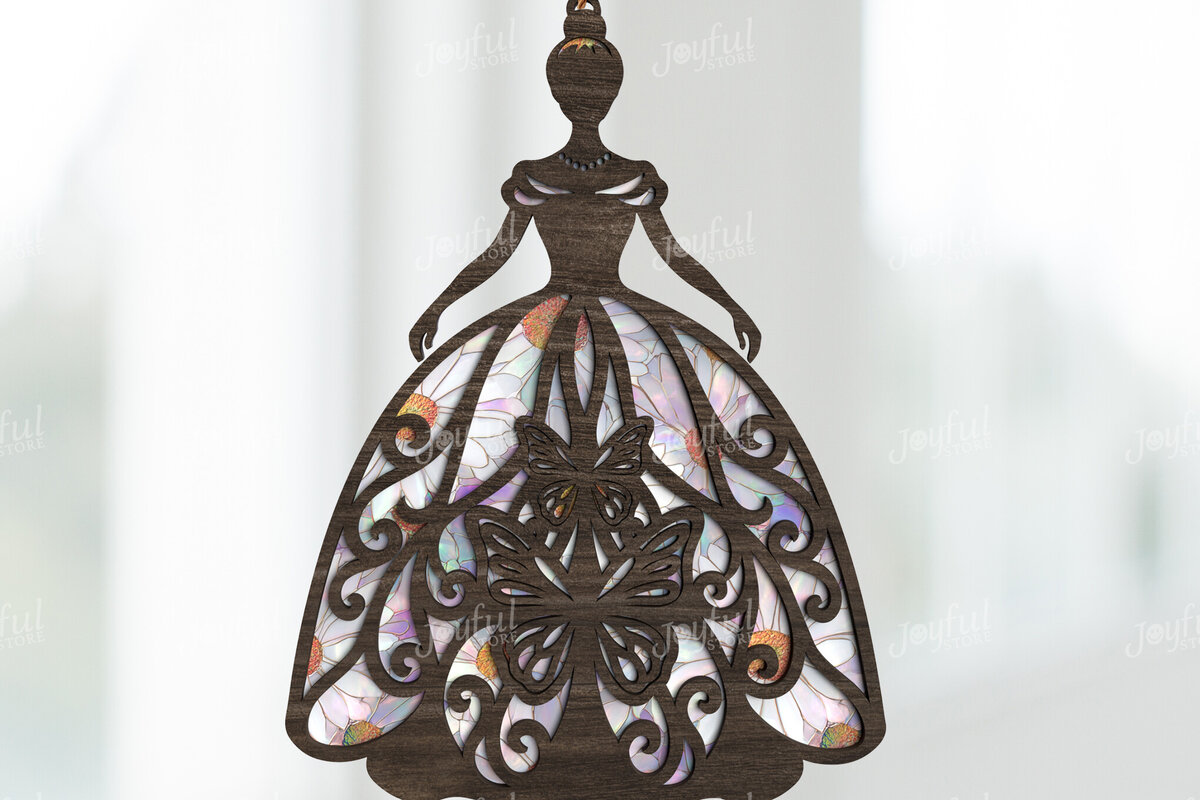 Intra απο ξύλο plywood 3mm-4mm πάχος Φόρεμα πεταλούδας για κορίτσι Suncatcher Δίασταση 30x20 cm INTRAFABR-123644670