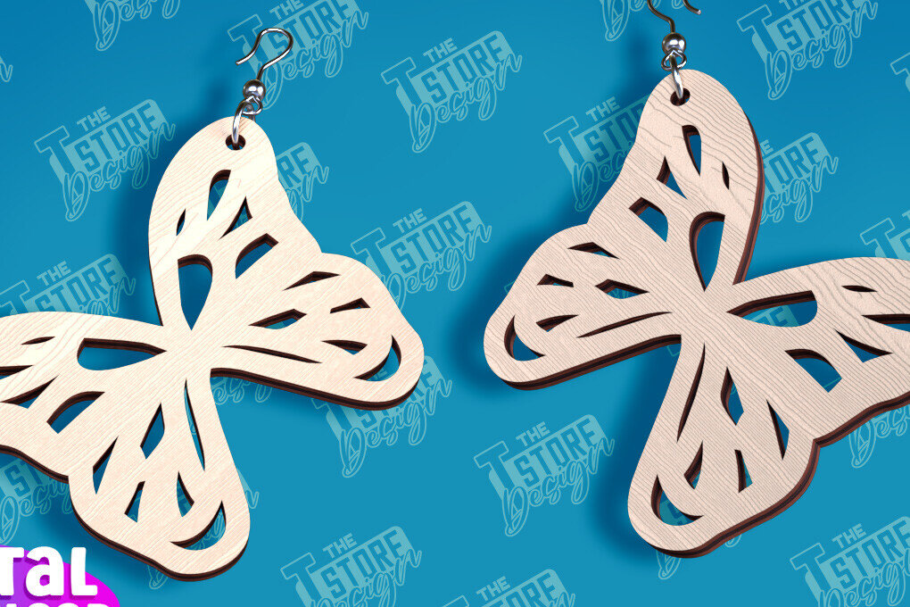 Σετ των 3 Intra απο ξύλο plywood 3mm-4mm πάχος Σχεδιασμός Σκουλαρίκια πεταλούδας | Αξεσουάρ Δίασταση 3x3 cm INTRAFABR-94676670