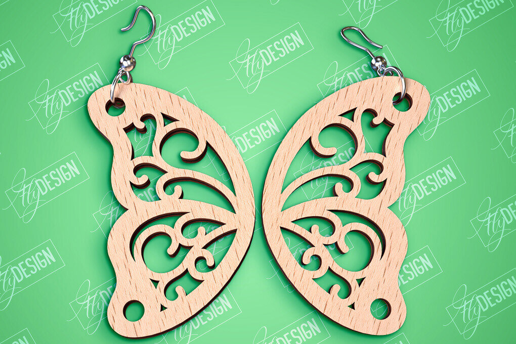 Σετ των 3 Intra απο ξύλο plywood 3mm-4mm πάχος Σχεδιασμός Σκουλαρίκια πεταλούδας | Αξεσουάρ Δίασταση 3x3 cm INTRAFABR-94677402