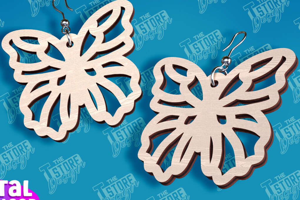 Σετ των 3 Intra απο ξύλο plywood 3mm-4mm πάχος Σχεδιασμός Σκουλαρίκια πεταλούδας | Αξεσουάρ Δίασταση 3x3 cm INTRAFABR-94676543