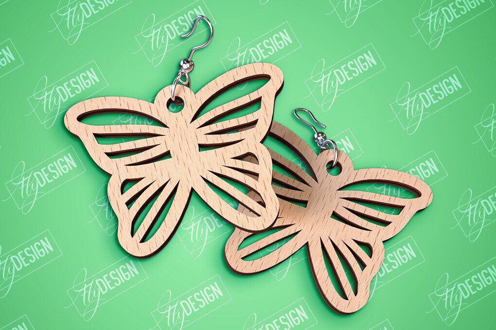 Σετ των 3 Intra απο ξύλο plywood 3mm-4mm πάχος Σχεδιασμός Σκουλαρίκια πεταλούδας | Αξεσουάρ Δίασταση 3x3 cm INTRAFABR-94677420