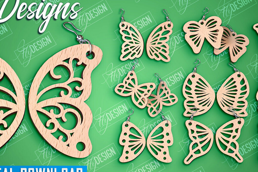 Σετ των 3 Intra απο ξύλο plywood 3mm-4mm πάχος Σχεδιασμός Σκουλαρίκια πεταλούδας | Αξεσουάρ Δίασταση 3x3 cm INTRAFABR-94677459