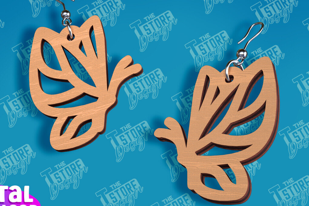 Σετ των 3 Intra απο ξύλο plywood 3mm-4mm πάχος Σχεδιασμός Σκουλαρίκια πεταλούδας | Αξεσουάρ Δίασταση 3x3 cm INTRAFABR-94676544