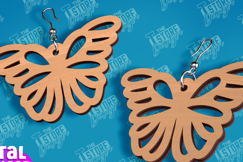 Σετ των 3 Intra απο ξύλο plywood 3mm-4mm πάχος Σχεδιασμός Σκουλαρίκια πεταλούδας | Αξεσουάρ Δίασταση 3x3 cm INTRAFABR-94676650