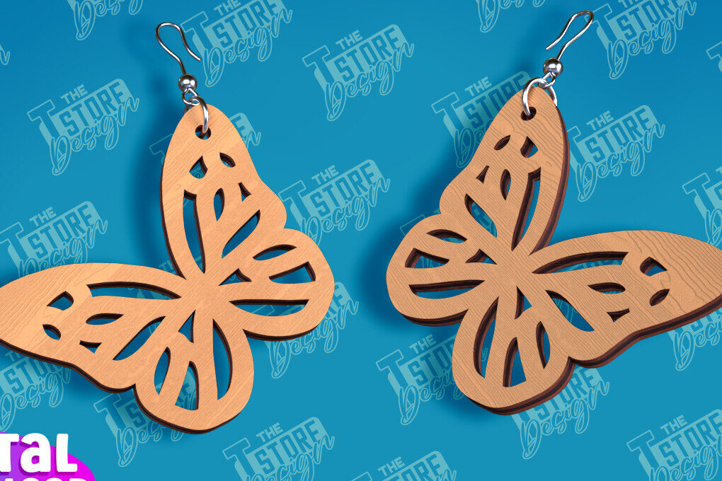 Σετ των 3 Intra απο ξύλο plywood 3mm-4mm πάχος Σχεδιασμός Σκουλαρίκια πεταλούδας | Αξεσουάρ Δίασταση 3x3 cm INTRAFABR-94676666