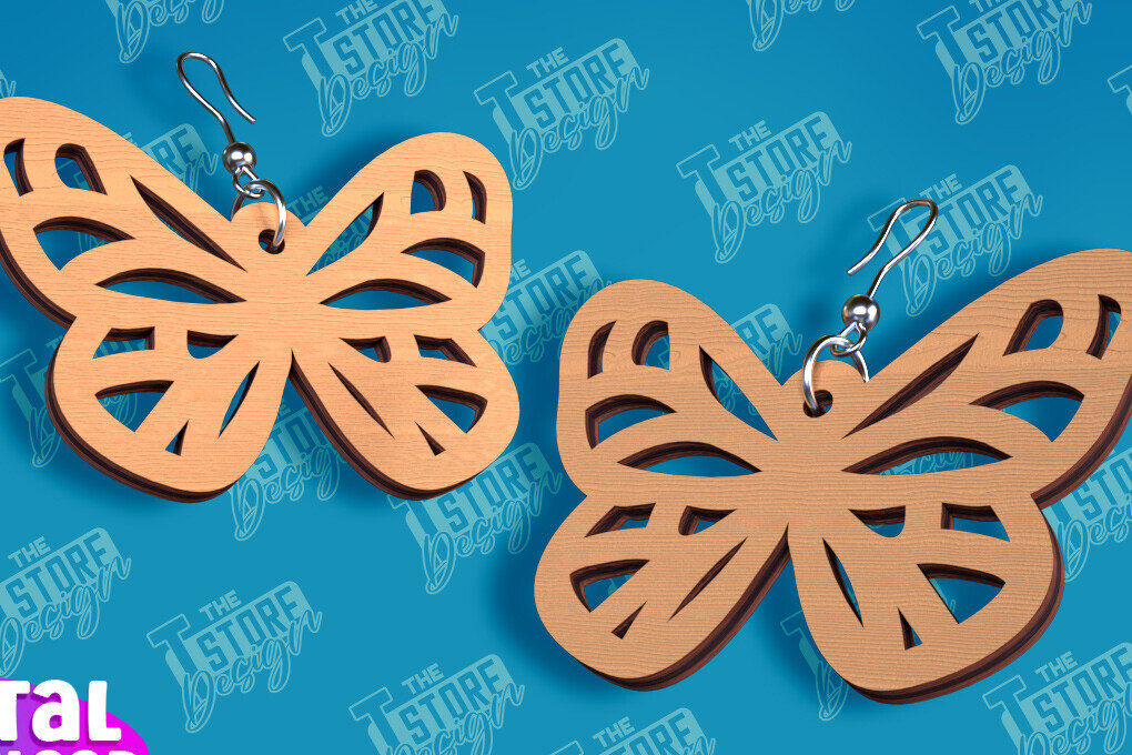 Σετ των 3 Intra απο ξύλο plywood 3mm-4mm πάχος Σχεδιασμός Σκουλαρίκια πεταλούδας | Αξεσουάρ Δίασταση 3x3 cm INTRAFABR-94676516
