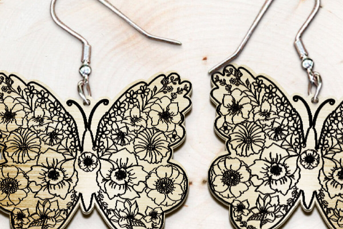 Σετ των 3 Intra απο ξύλο plywood 3mm-4mm πάχος Σκουλαρίκια πεταλούδα κοπής με λέιζερ. Δίασταση 4x4 cm INTRAFABR-120805833