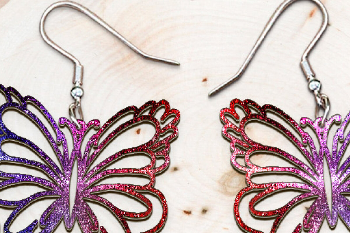 Σετ των 3 Intra απο ξύλο plywood 3mm-4mm πάχος Σκουλαρίκια πεταλούδα κοπής με λέιζερ. Δίασταση 4x4 cm INTRAFABR-120806802