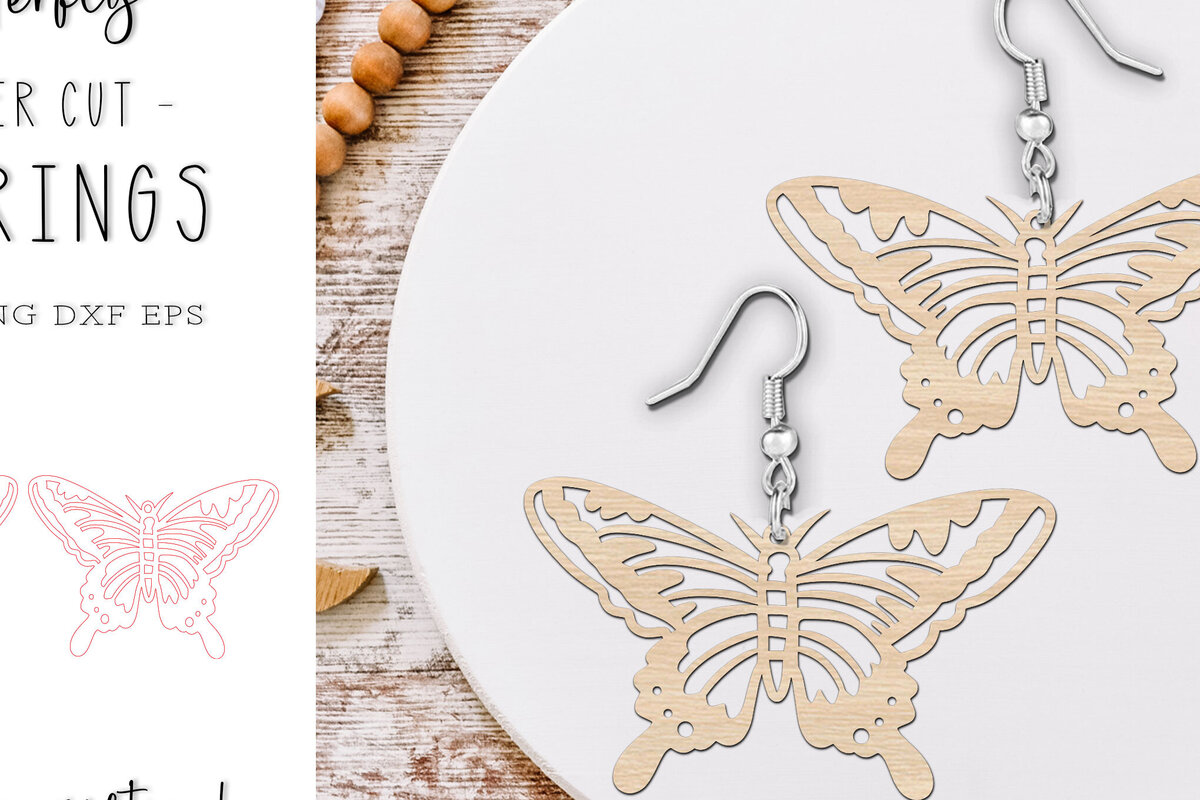 Σετ των 3 Intra απο ξύλο plywood 3mm-4mm πάχος Σκουλαρίκια πεταλούδα σχέδιο κοπής με λέιζερ Δίασταση 1x2 cm INTRAFABR-120493475