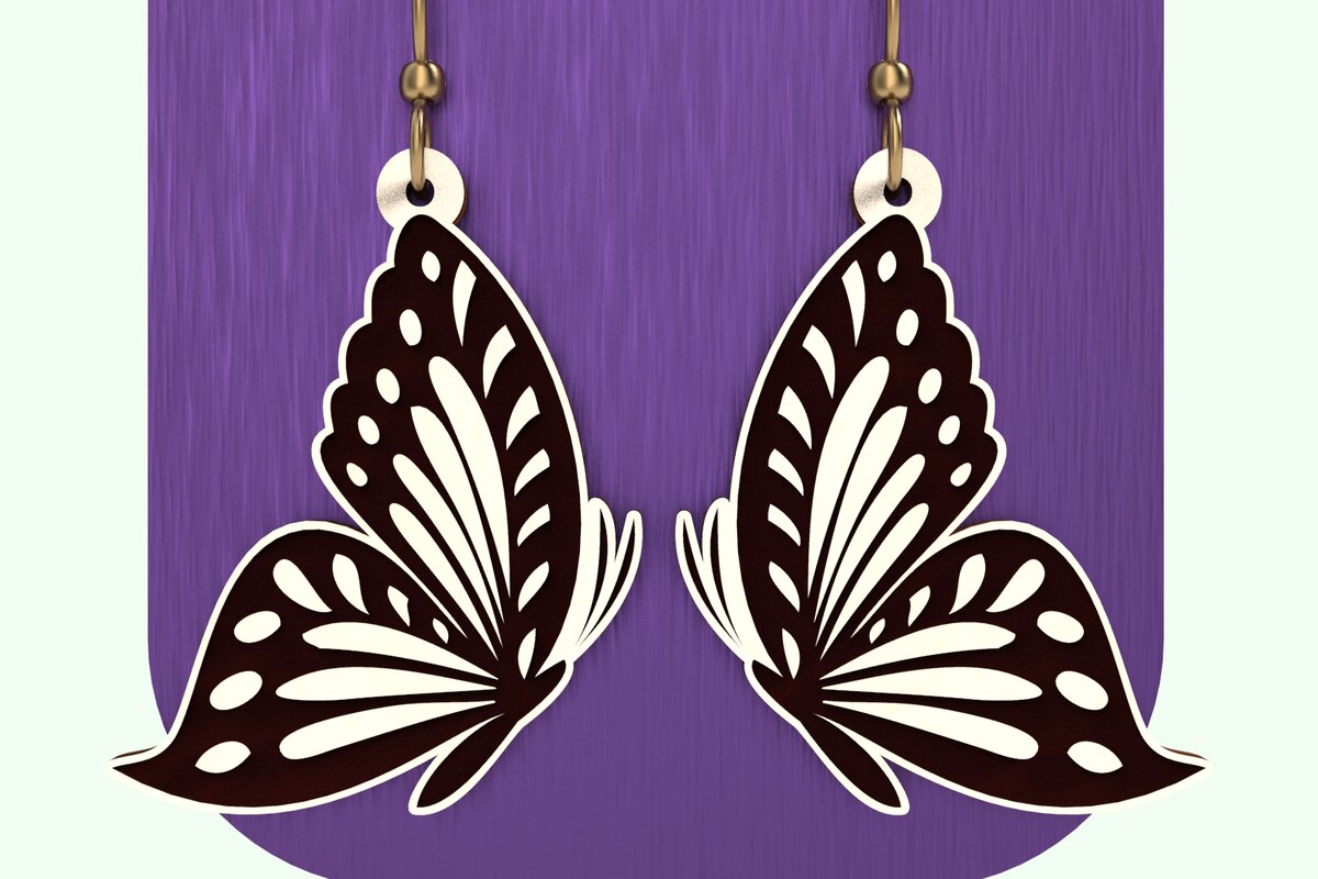 Σετ των 3 Intra απο ξύλο plywood 3mm-4mm πάχος Σκουλαρίκια πεταλούδα Δίασταση 3x3 cm INTRAFABR-123339085