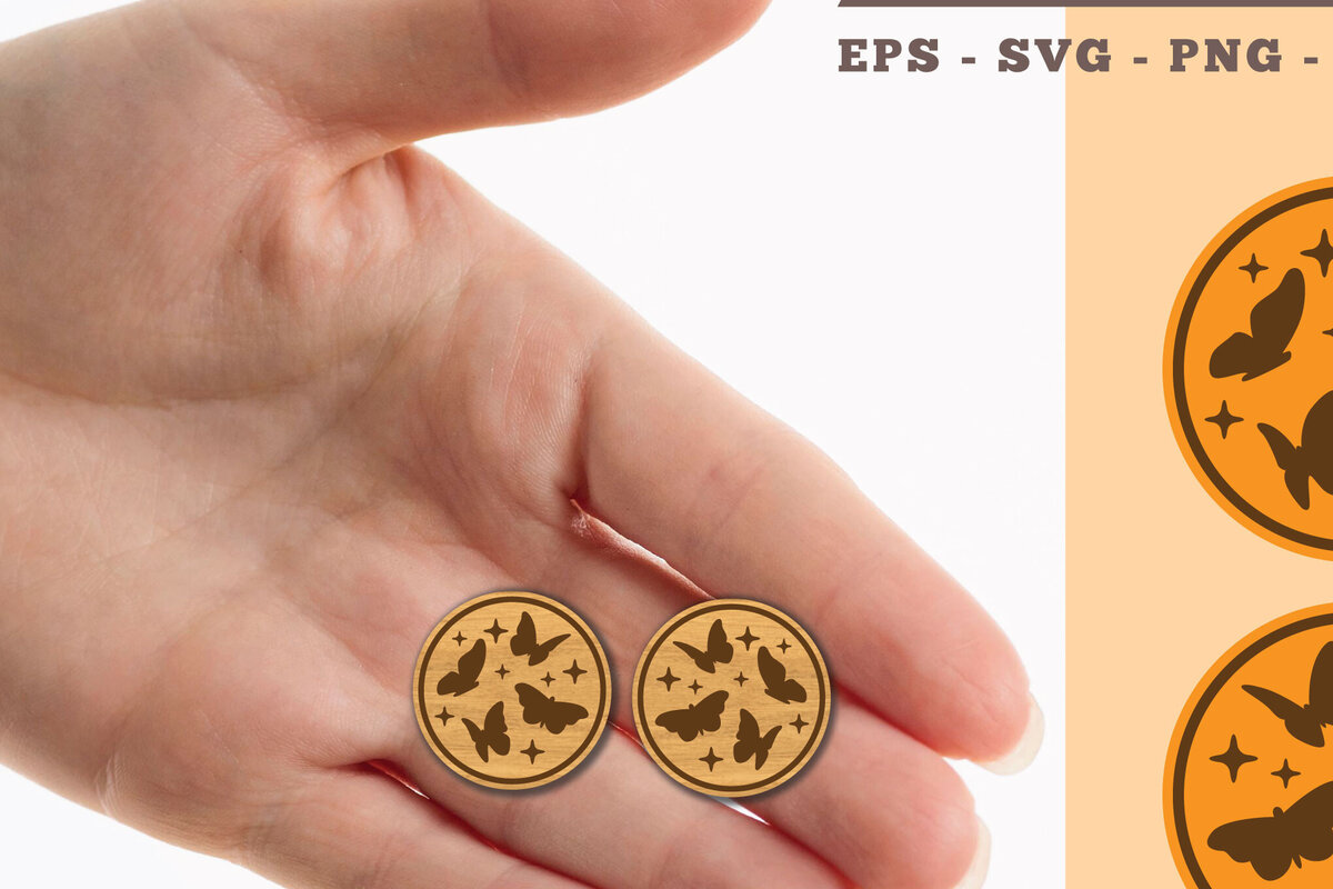 Σετ των 3 Intra απο ξύλο plywood 3mm-4mm πάχος Σκουλαρίκια πεταλούδας κοπής με λέιζερ Δίασταση 3x3 cm INTRAFABR-102676635