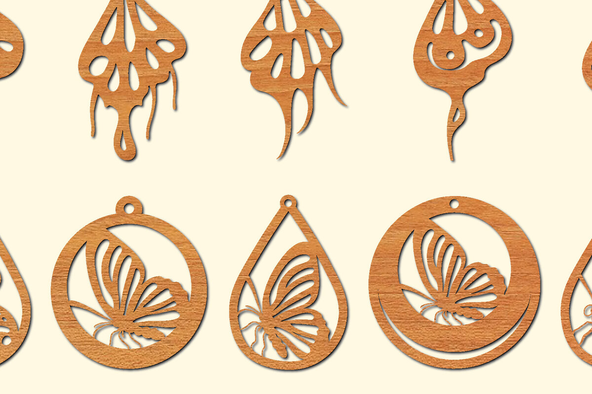 Σετ των 3 Intra απο ξύλο plywood 3mm-4mm πάχος Σκουλαρίκια πεταλούδα Cut  Δίασταση 3x3 cm INTRAFABR-96997368