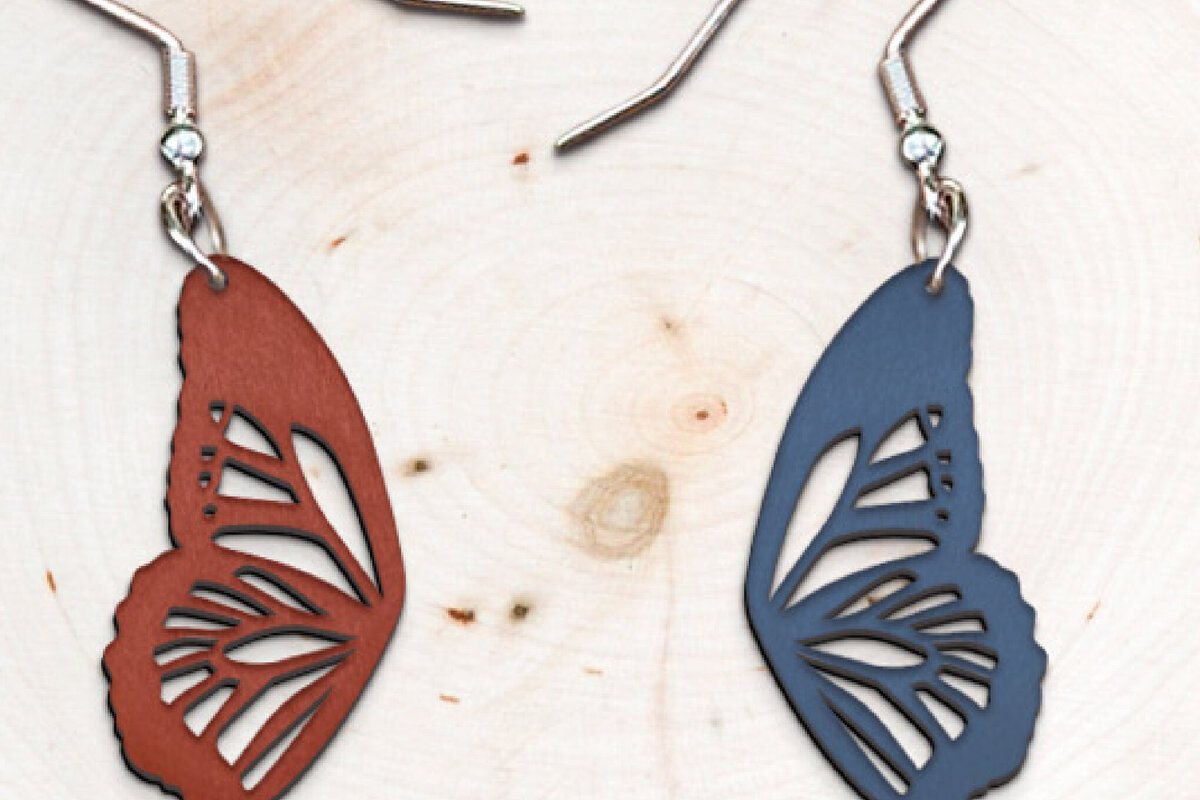 Σετ των 3 Intra απο ξύλο plywood 3mm-4mm πάχος Σκουλαρίκια πεταλούδα κοπής με λέιζερ. Δίασταση 4x4 cm INTRAFABR-115403801