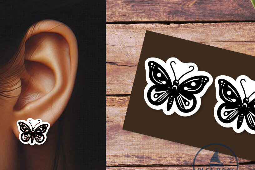 Σετ των 3 Intra απο ξύλο plywood 3mm-4mm πάχος Σκουλαρίκια πεταλούδα Summer Δίασταση 3x3 cm INTRAFABR-120358123