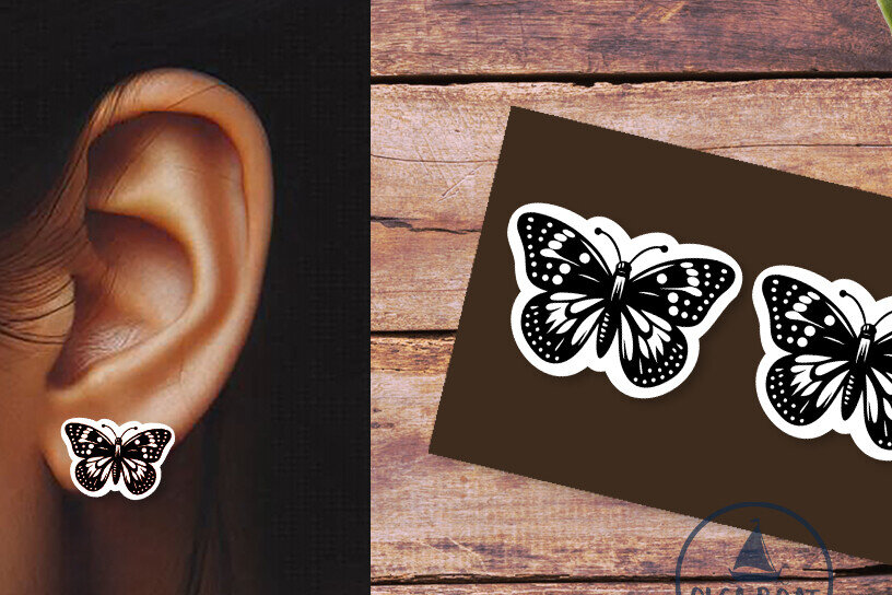 Σετ των 3 Intra απο ξύλο plywood 3mm-4mm πάχος Σκουλαρίκια πεταλούδα Summer Δίασταση 3x3 cm INTRAFABR-120359066