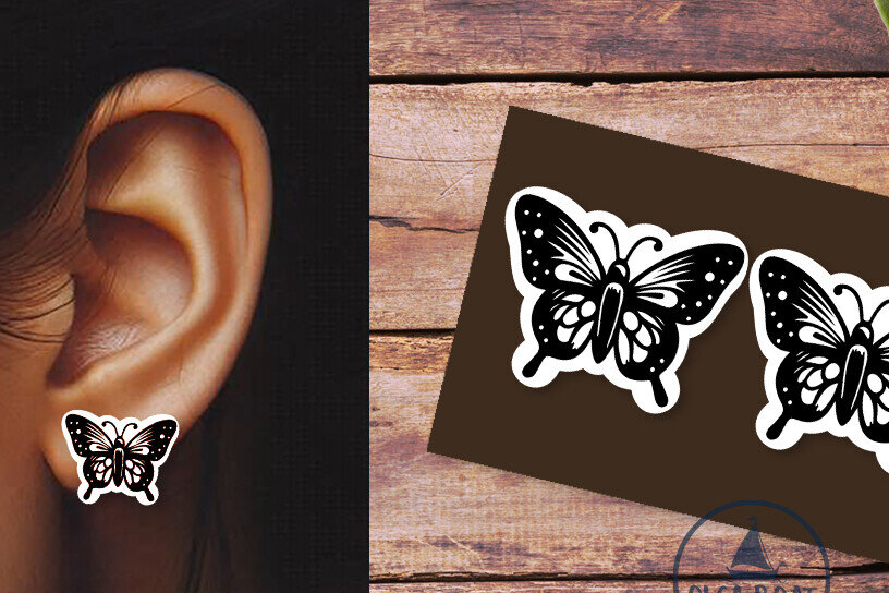 Σετ των 3 Intra απο ξύλο plywood 3mm-4mm πάχος Σκουλαρίκια πεταλούδα Summer Δίασταση 3x3 cm INTRAFABR-120208739