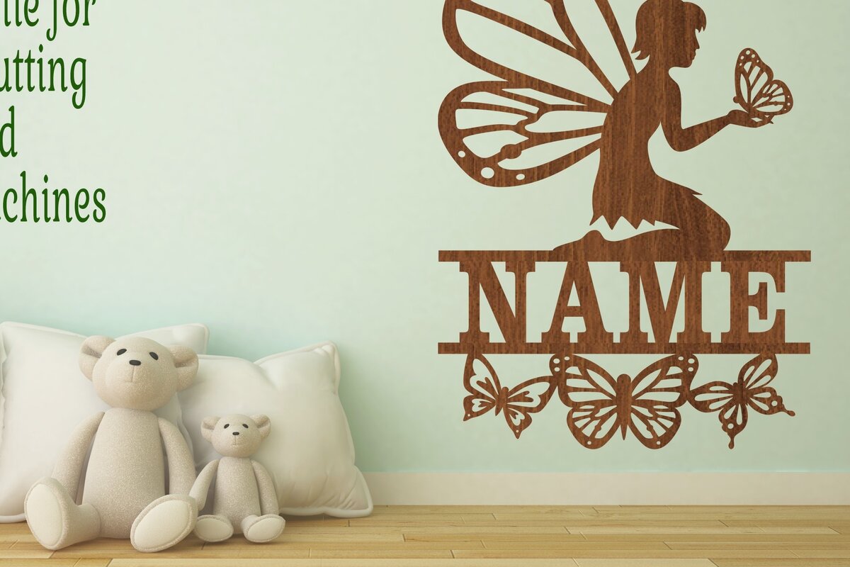 Σετ των 2 Intra απο ξύλο plywood 3mm-4mm πάχος Πινακίδα ονόματος πεταλούδας νεράιδα περικοπής Δίασταση 30x20 cm INTRAFABR-70813628