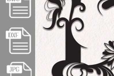 Intra απο ξύλο plywood 3mm-4mm πάχος Butterfly Floral Alphabet D Δίασταση 30x20 cm INTRAFABR-35709042