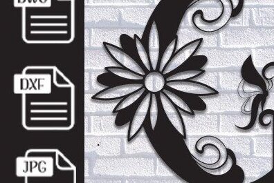 Intra απο ξύλο plywood 3mm-4mm πάχος Butterfly Floral Alphabet G Δίασταση 30x20 cm INTRAFABR-35709086