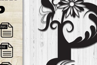 Intra απο ξύλο plywood 3mm-4mm πάχος Πεταλούδα Floral Alphabet P Δίασταση 30x20 cm INTRAFABR-35741479