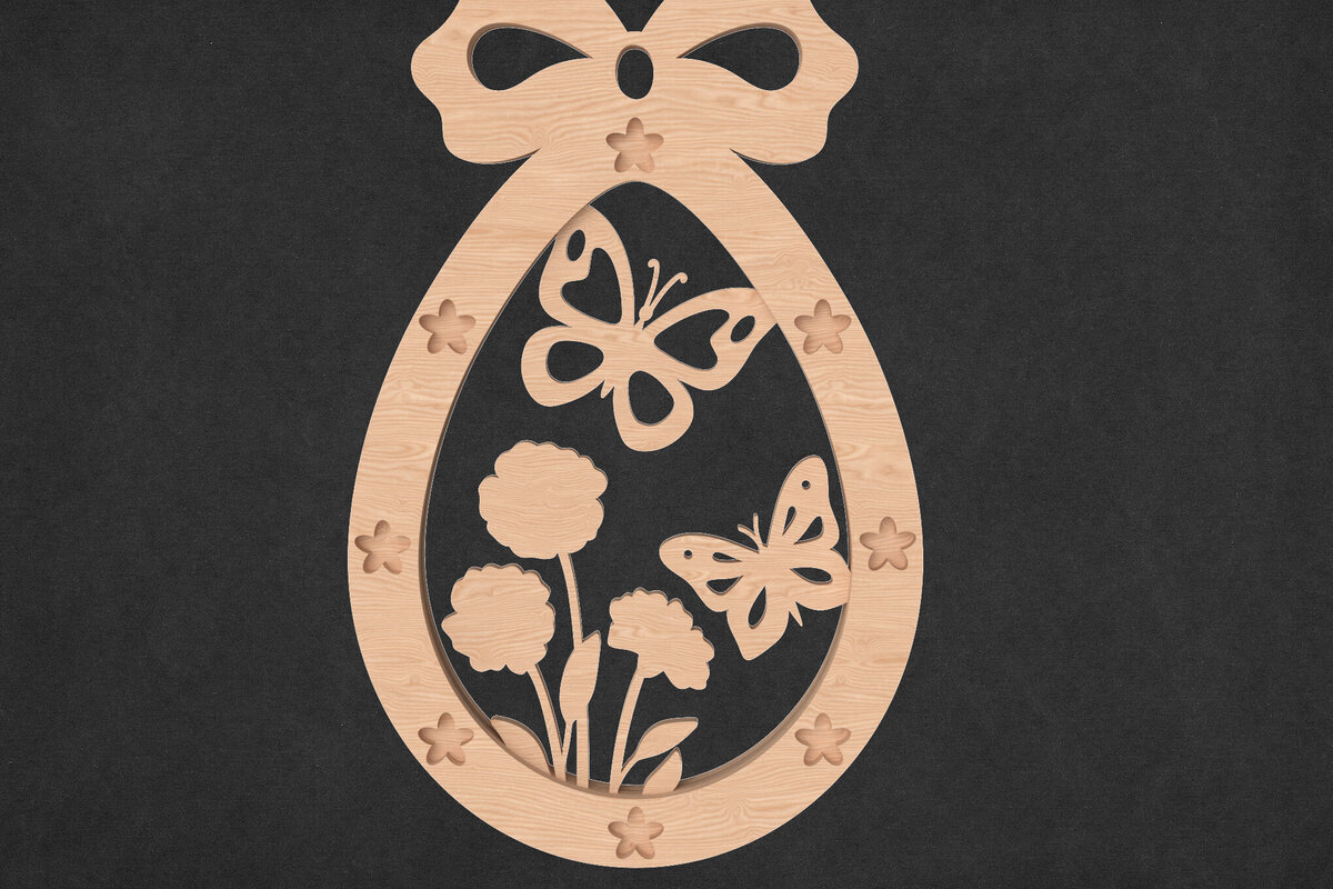 Σετ των 3 Intra απο ξύλο plywood 3mm-4mm πάχος Πεταλούδα & Floral Πασχαλινό Αυγό Δίασταση 4x4 cm INTRAFABR-117890354