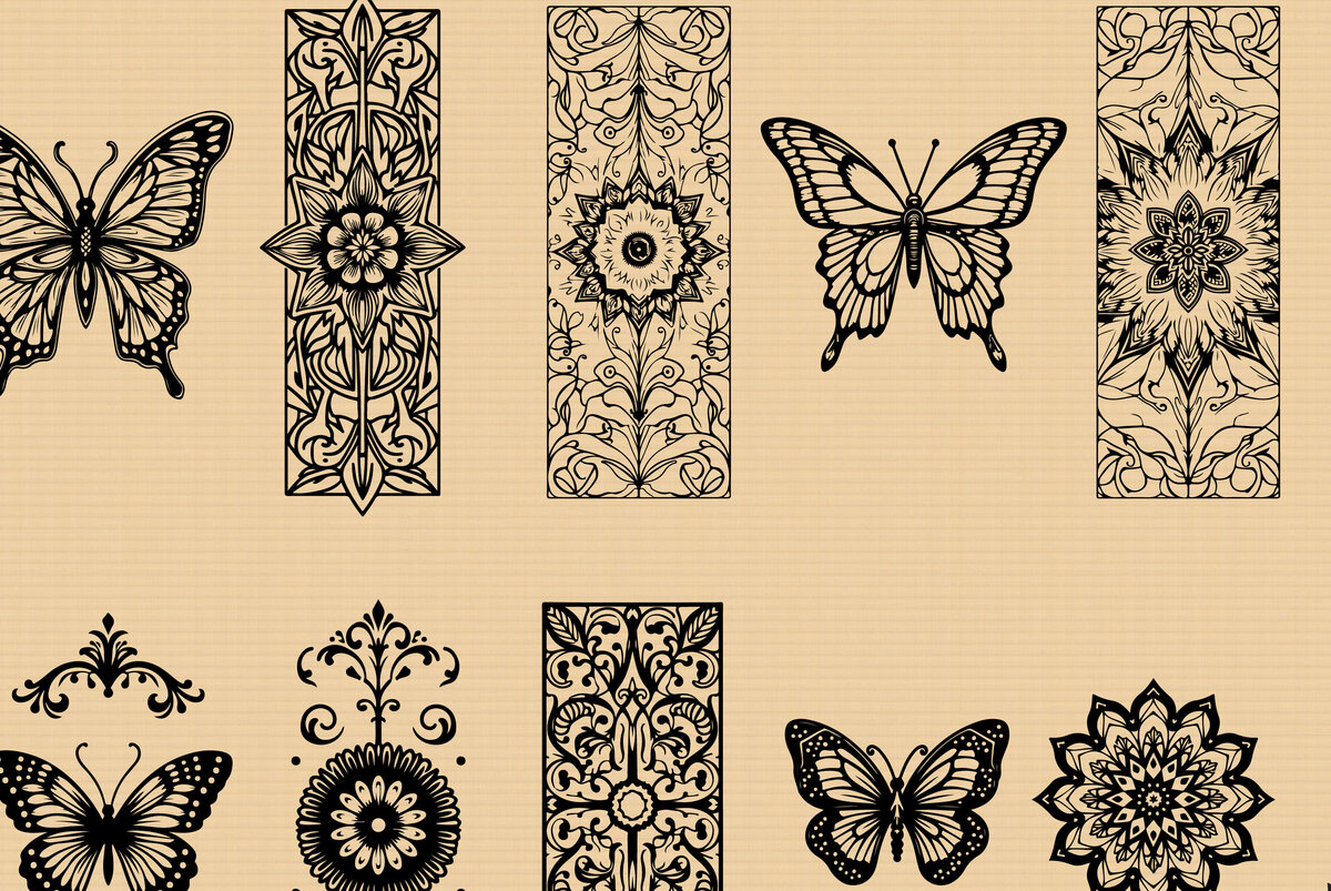 Intra απο ξύλο plywood 3mm-4mm πάχος πάνελ κοπής με λέιζερ πεταλούδα &amp; φλοράλ Δίασταση 40x40 cm INTRAFABR-123829345