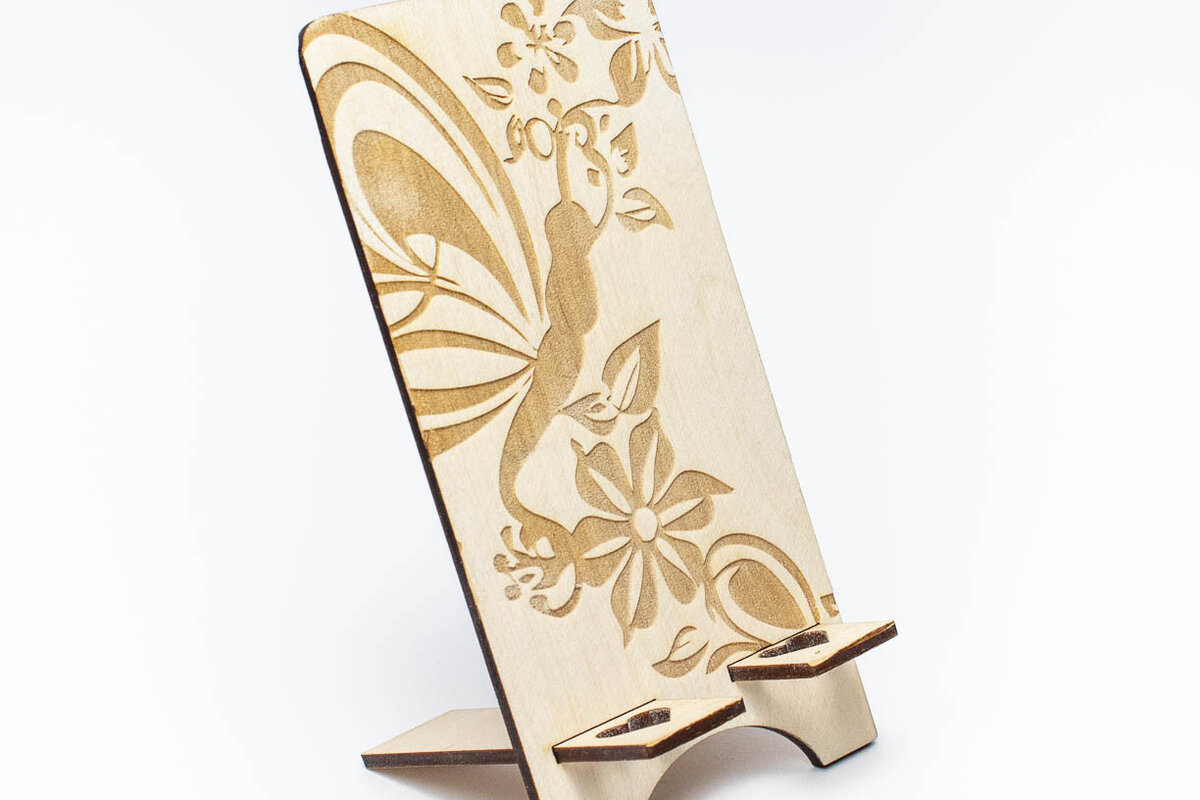 Σετ των 3 Intra απο ξύλο plywood 3mm-4mm πάχος Βάση τηλεφώνου Butterfly & Flowers Δίασταση 8x8 cm INTRAFABR-66209897