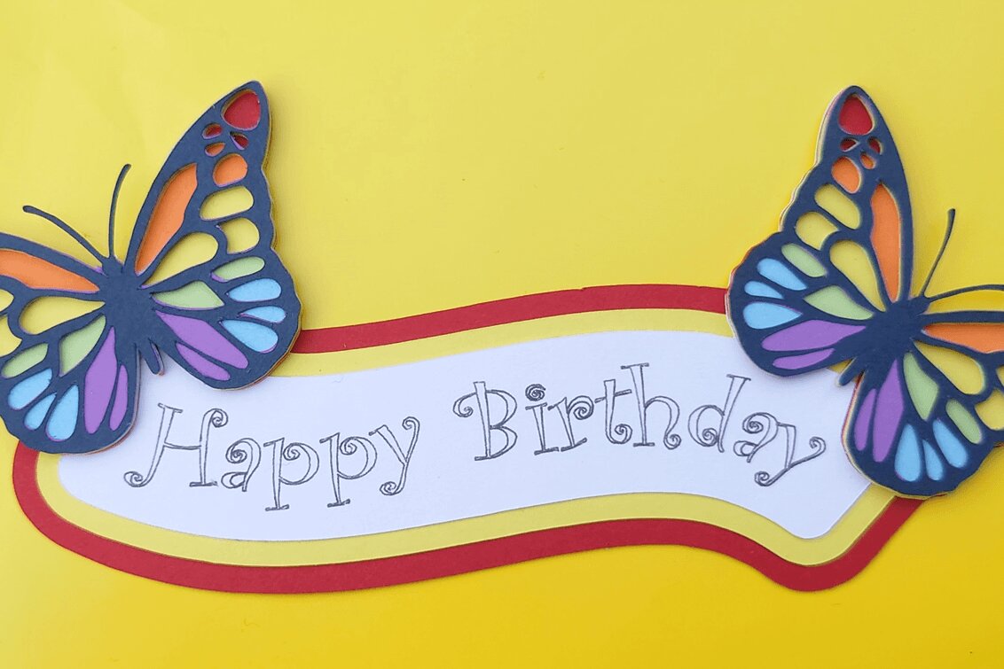 Intra απο ξύλο plywood 3mm-4mm πάχος Butterfly Happy Birthday Cake Topper Δίασταση 20x30 cm INTRAFABR-36904823