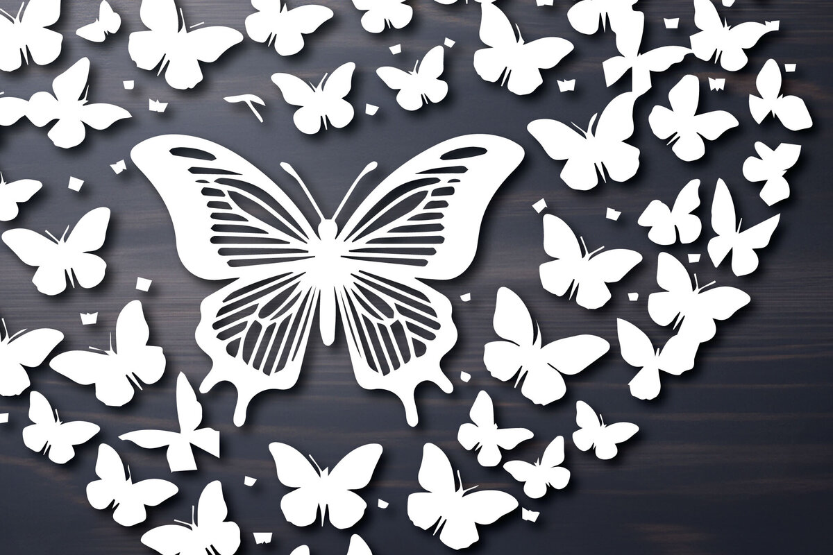 Σετ των 2 Intra απο ξύλο plywood 3mm-4mm πάχος αρχείου Cut Butterfly Heart Δίασταση 15x15 cm INTRAFABR-89421526