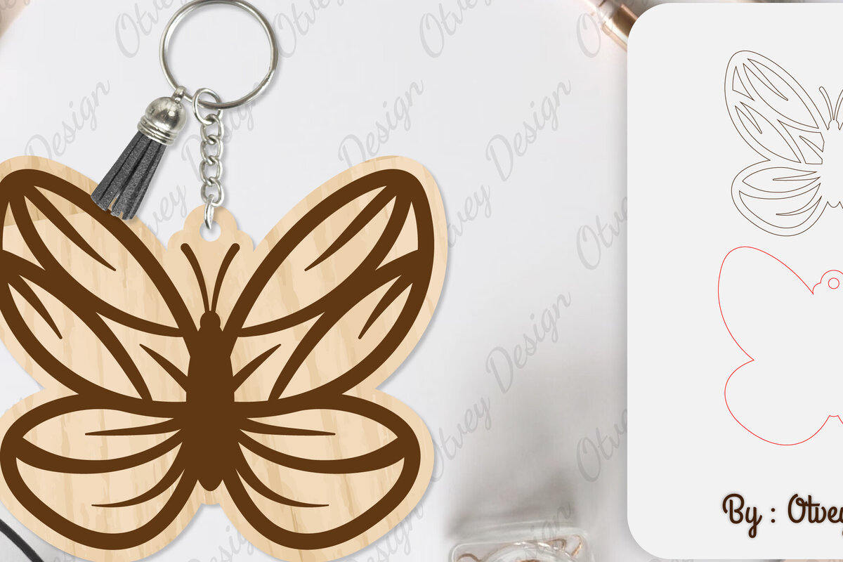 Σετ των 3 Intra απο ξύλο plywood 3mm-4mm πάχος Μπρελόκ Butterfly  Δίασταση 6x6 cm INTRAFABR-101181717