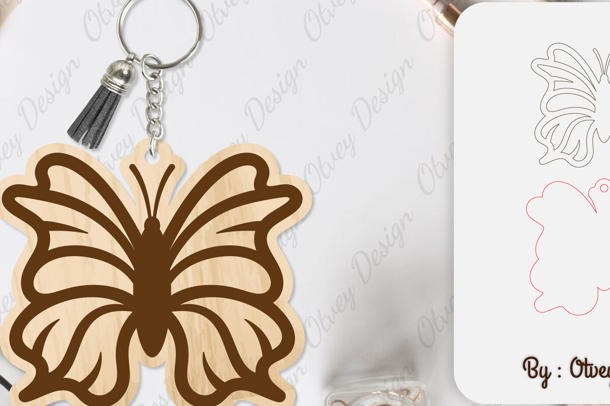 Σετ των 3 Intra απο ξύλο plywood 3mm-4mm πάχος Μπρελόκ Butterfly  Δίασταση 6x6 cm INTRAFABR-101181740