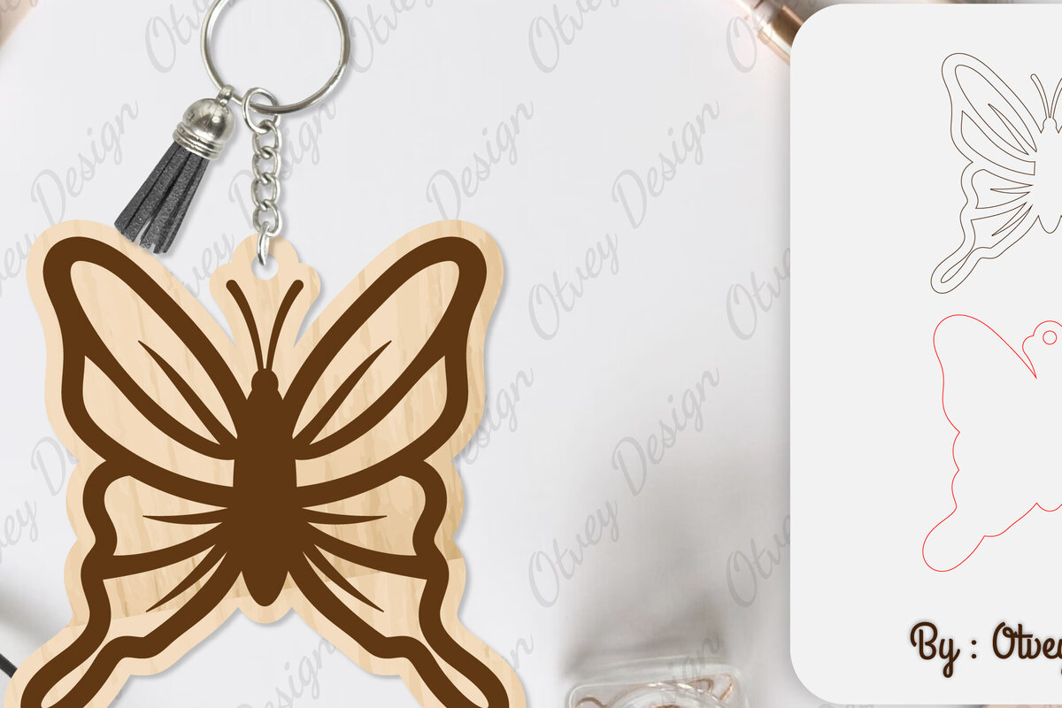 Σετ των 3 Intra απο ξύλο plywood 3mm-4mm πάχος Μπρελόκ Butterfly  Δίασταση 6x6 cm INTRAFABR-101181757