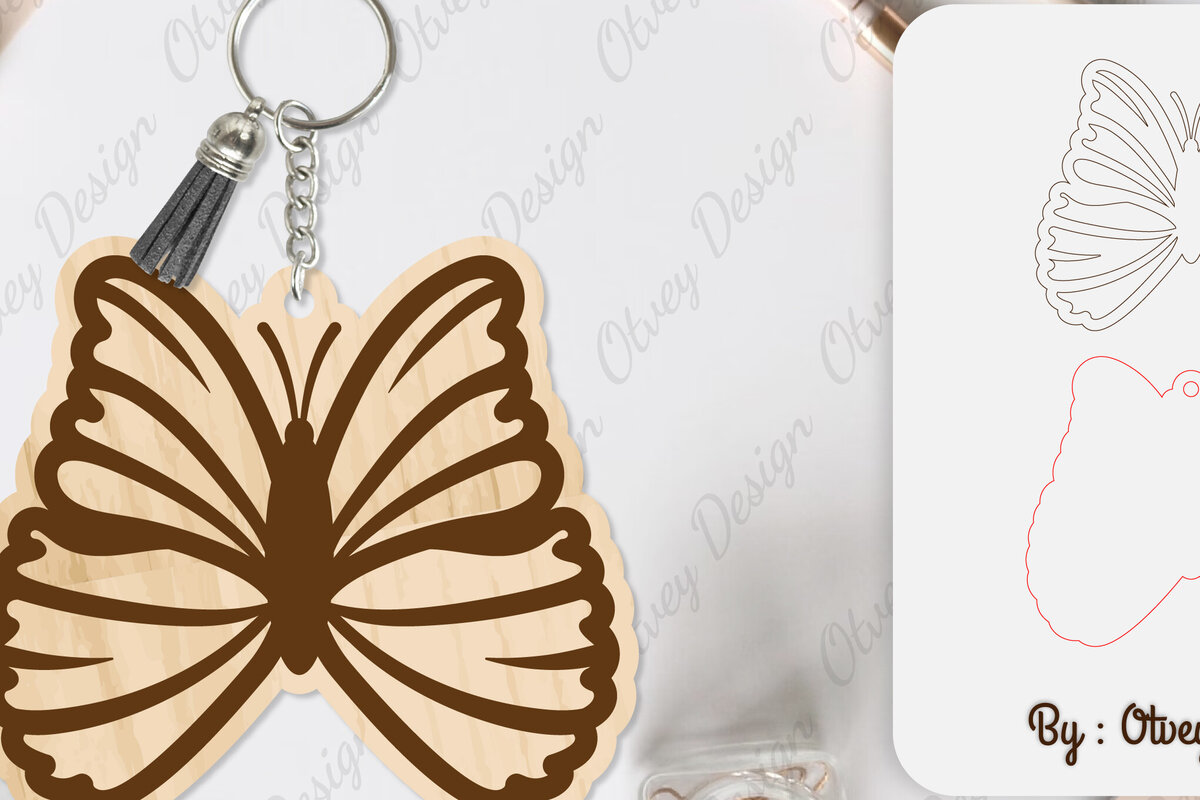 Σετ των 3 Intra απο ξύλο plywood 3mm-4mm πάχος Μπρελόκ Butterfly  Δίασταση 6x6 cm INTRAFABR-101181778