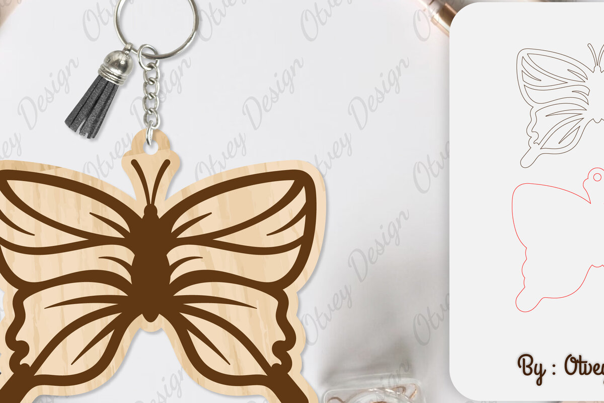 Σετ των 3 Intra απο ξύλο plywood 3mm-4mm πάχος Μπρελόκ Butterfly  Δίασταση 6x6 cm INTRAFABR-101181820