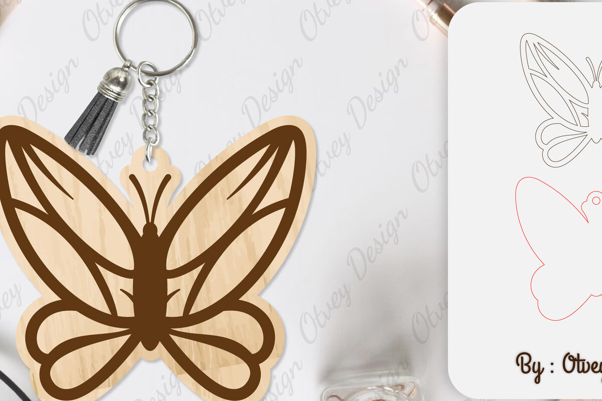 Σετ των 3 Intra απο ξύλο plywood 3mm-4mm πάχος Μπρελόκ Butterfly  Δίασταση 6x6 cm INTRAFABR-101181845