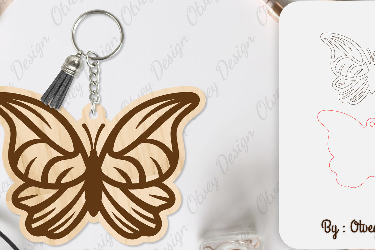 Σετ των 3 Intra απο ξύλο plywood 3mm-4mm πάχος Μπρελόκ Butterfly  Δίασταση 6x6 cm INTRAFABR-101181569